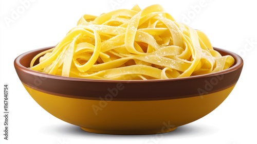 Uncooked pasta in a bowl, isolated on white background. photo