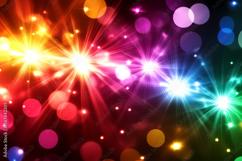 Abstract, colorful light effect background with lens flare on a black color for design element and texture, with copy space Abstract, colorful light effect background with lens flare on a black color for design element and texture, with copy space