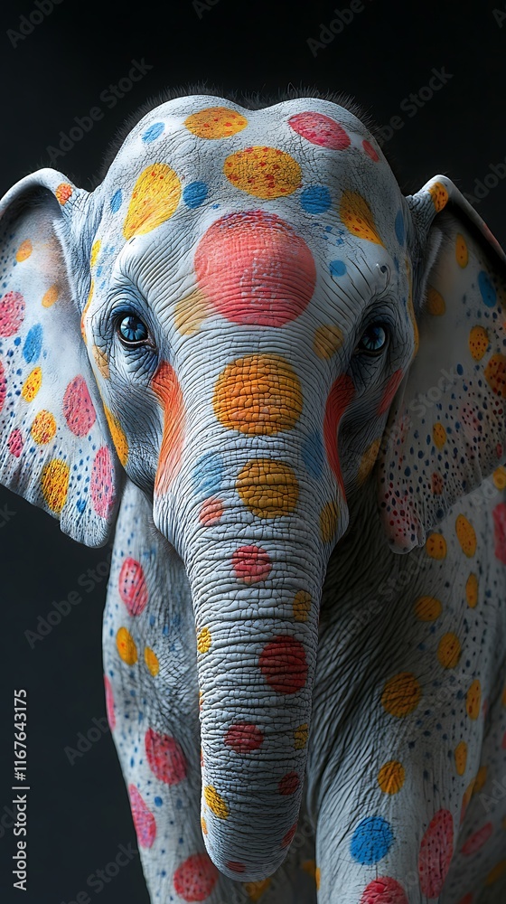 Obraz premium Unique Wildlife Art Elephant Colors Patterns Vibrant Design Artistic Photography