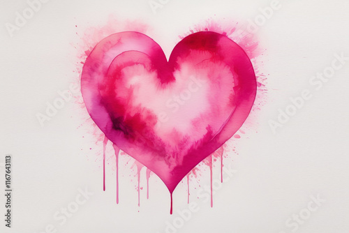 Watercolor of  red heart on a white background