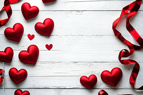 red hearts on a white background valentine day 14th February 2025 with rose flower gift love and heart affair romance and romantic