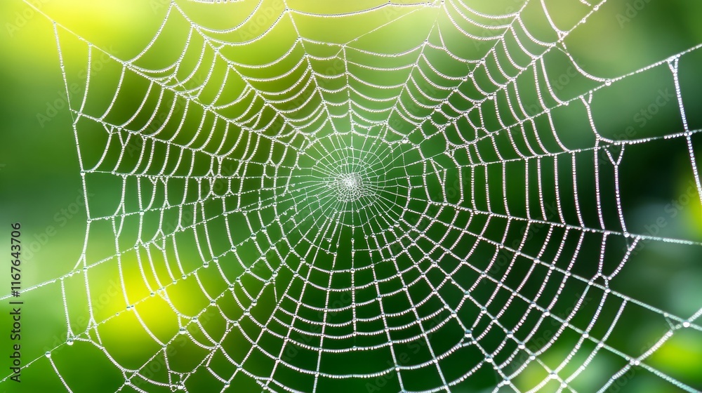 Naklejka premium Dew-Adorned Spider Web