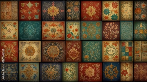 Wallpaper Mural Colorful floral patchwork textile design. Torontodigital.ca