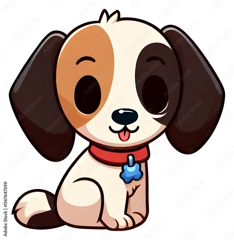 Adorable cartoon puppy dog sitting with tongue out Adorable cartoon puppy dog sitting with tongue out