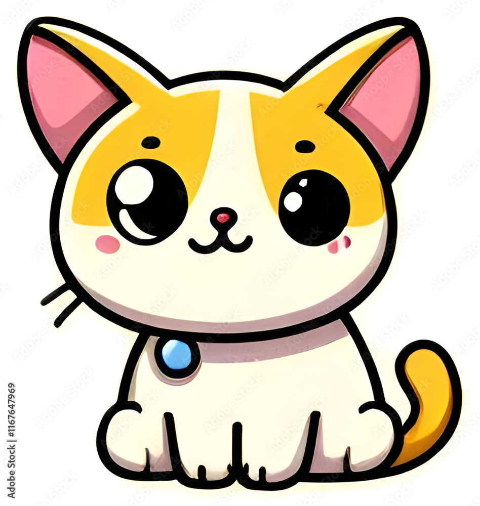 Adorable cartoon cat sitting and looking cute Adorable cartoon cat sitting and looking cute