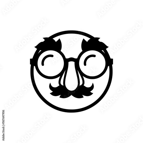 Glasses and mustache icon. Thin circle design. Vector illustration.