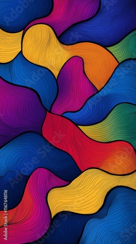 Colorful abstract waves create a vibrant and dynamic visual experience in mod...