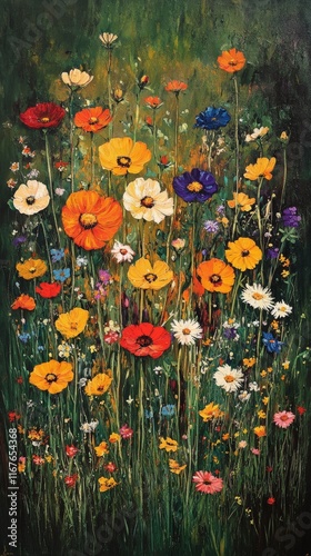 Vibrant flower garden showcasing colorful blooms in springtime
