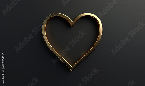 Pieza de oro en forma de corazón sobre fondo gris.