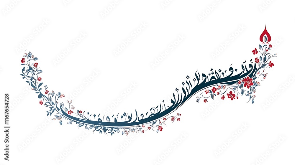 Arabic Calligraphy Design With Floral Ornamentation Arabic Calligraphy Design With Floral Ornamentation
