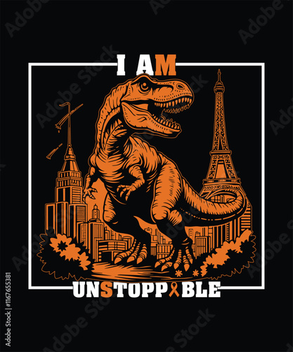 I AM Unstoppable T-Rex Multiple Sclerosis Warrior T-Shirt