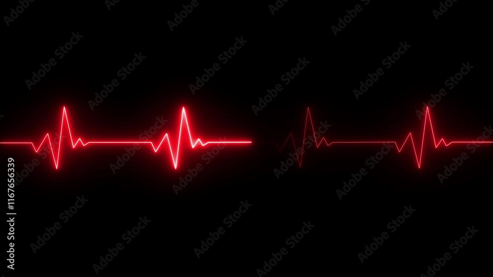 Graphic neon style heartbeat, palpitations. Neon digital heartbeat icon plus animation. An electrocardiogram heart monitor pulses. Graphic neon style heartbeat, palpitations. Neon digital heartbeat icon plus animation. An electrocardiogram heart monitor pulses.