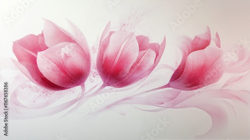 Beautiful pink tulips blooming in a garden during spring season