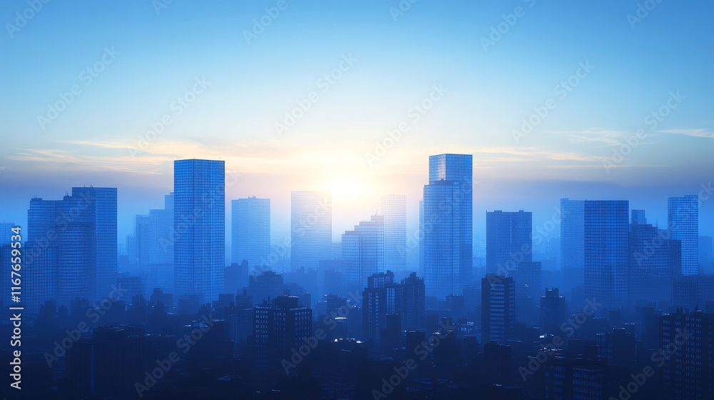 A city skyline at dawn with overlapping skyscrapers in silhouette, the first light of the sun reflecting off windows, soft clouds in the distance. A city skyline at dawn with overlapping skyscrapers in silhouette, the first light of the sun reflecting off windows, soft clouds in the distance.