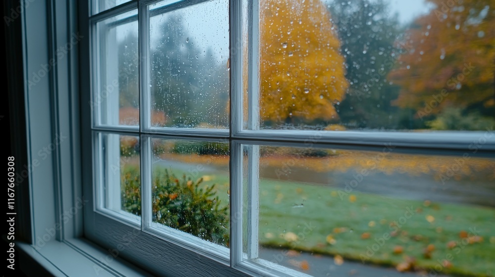 Fototapeta premium Raindrops on Foggy Window