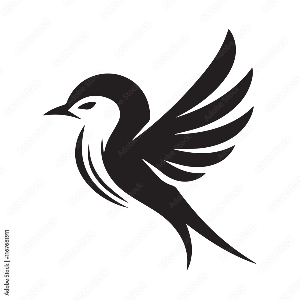 Silhouette of a bird vector icon for logo, and design Silhouette of a bird vector icon for logo, and design