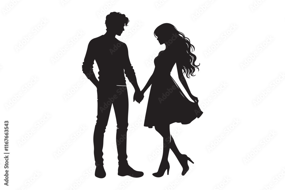 Man and woman couple holding hand silhouette Man and woman couple holding hand silhouette