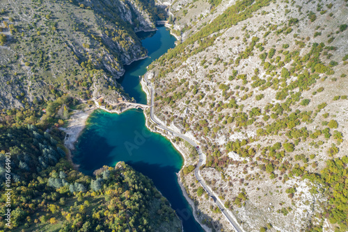 Obraz na płótnie Aerial view of San Domenico lake near Scanno in Abruzzo w salonie
