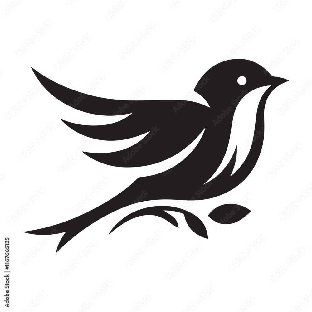Silhouette of a bird vector icon for logo, and design Silhouette of a bird vector icon for logo, and design