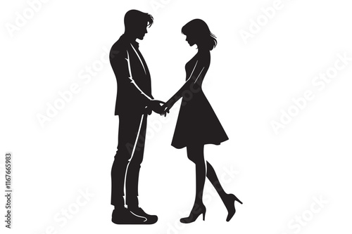 Man and woman couple holding hand silhouette