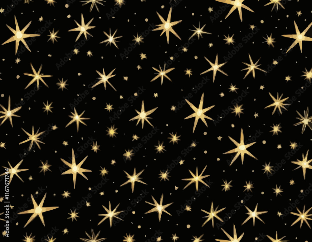 Gold Glowing Star Pattern Border. Transparent Christmas Lights Stars Gold Glowing Star Pattern Border. Transparent Christmas Lights Stars