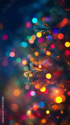 Colorful illuminated tunnel with silhouettes walking through a vibrant display