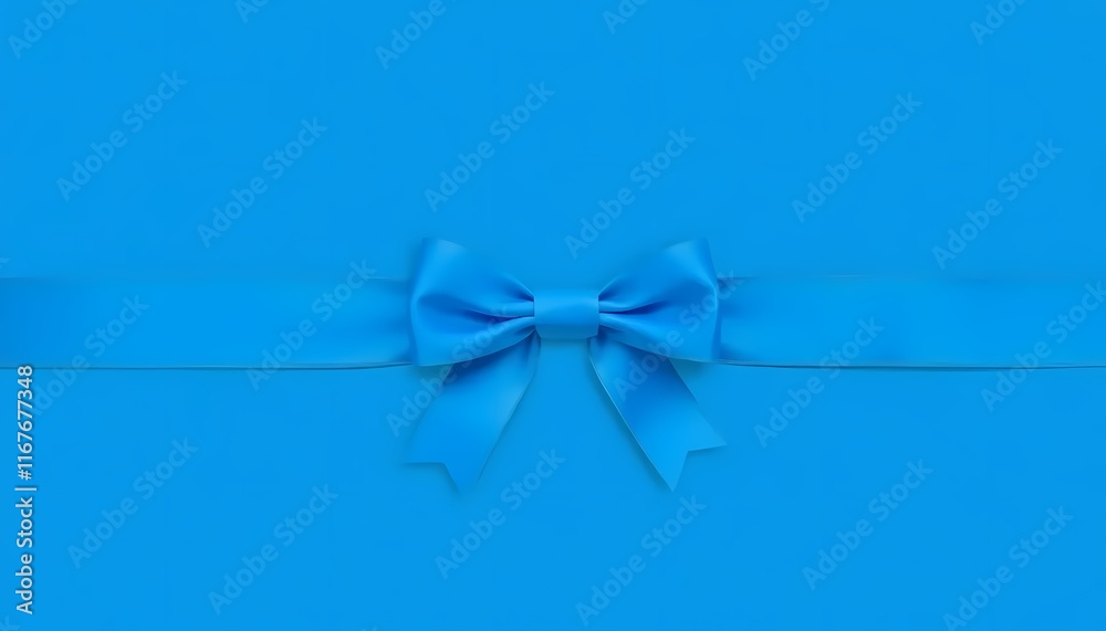 Blue Satin Ribbon on Blue Background (AI Generated) Blue Satin Ribbon on Blue Background (AI Generated)