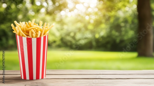 Fresh French Fries in Outdoor Setting photo