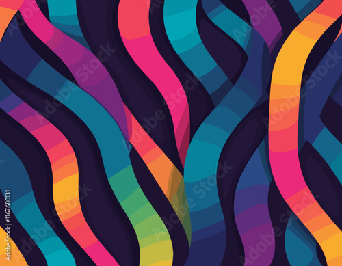 Abstract Gradient Lines Set. Wavy Color Shape Vector Graphic Design. Dynamic Geometric Pattern. Background with Color Waves. Illustration of Squiggle Rainbow Ribbons