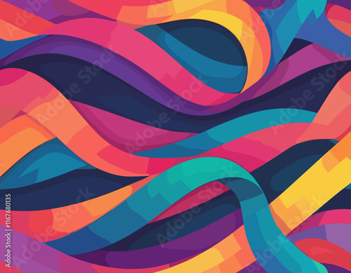 Abstract Gradient Lines Set. Wavy Color Shape Vector Graphic Design. Dynamic Geometric Pattern. Background with Color Waves. Illustration of Squiggle Rainbow Ribbons