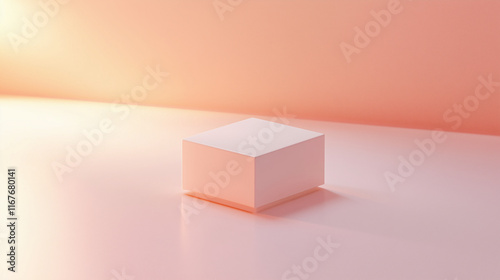 soft pink rectangular parallelepiped on a light pink surface photo