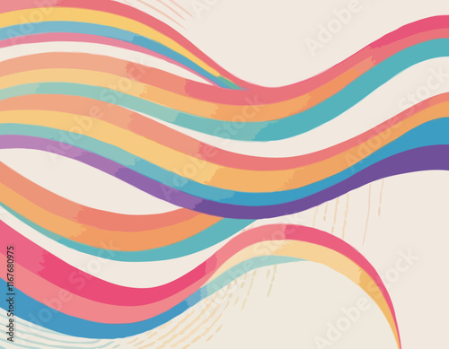 Color Gradient Lines Pattern. Abstract Vector Background with Curved Graphic Rainbow Gradient Shapes. Colorful Wavy Swirl Ribbons