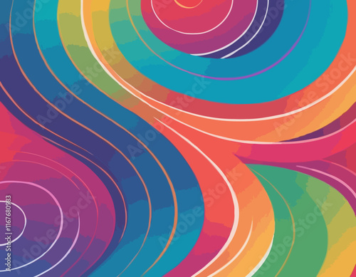 Color Gradient Lines Pattern. Abstract Vector Background with Curved Graphic Rainbow Gradient Shapes. Colorful Wavy Swirl Ribbons