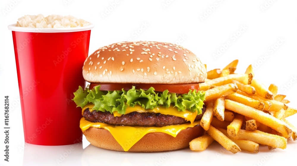 Modern Fast Food Display with High Contrast Lighting Modern Fast Food Display with High Contrast Lighting