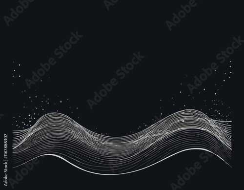 Air Flow Effect. White Wind Stream Waves Isolated on Dark Background. Fresh Breeze Waves From Conditioner Illustrations