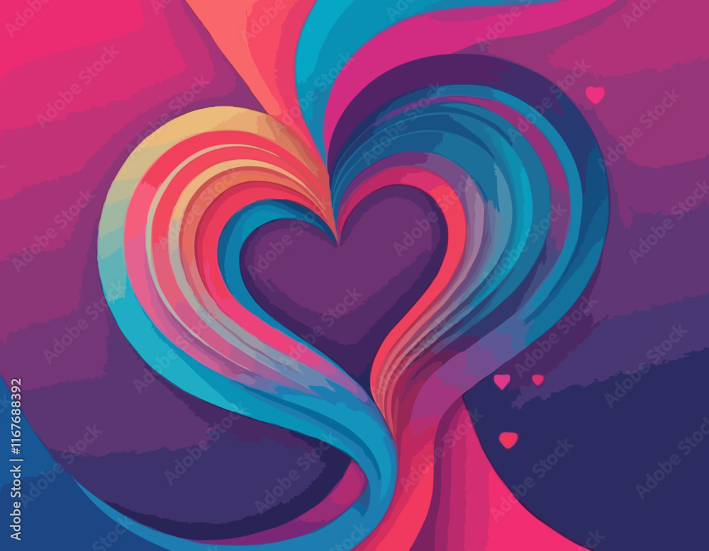 Abstract Heart Shaped Lines with Gradient. 3D Love Swirl Symbol. Vector Design Element for Logos, Icons, Borders, Frames and Backgrounds Abstract Heart Shaped Lines with Gradient. 3D Love Swirl Symbol. Vector Design Element for Logos, Icons, Borders, Frames and Backgrounds