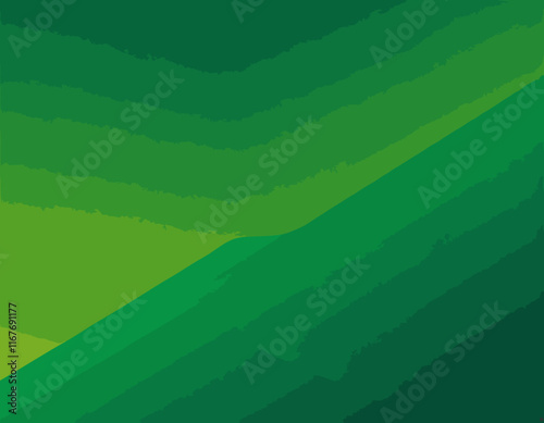 Geometric Green Background with Diagonal Stripes and Gradients. Vector Minimalist Backdrop for Irish St. Patrick Day