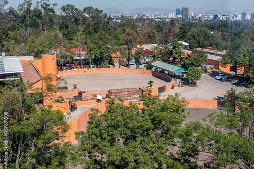 aerial view of the lienzo charro in chapultepec in mexico city