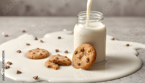 chocolate cookies and milk photo