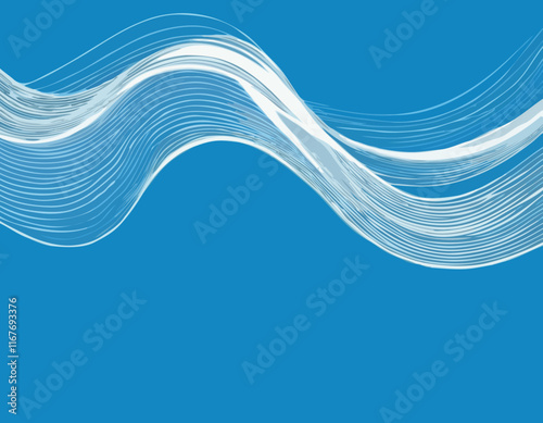 Air Flow Isolated Texture. White Wind Stream Waves Effect on Blue Background. Fresh Breeze Waves From Conditioner Illustrations