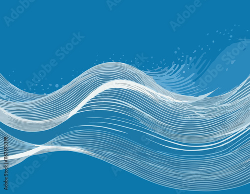 Air Flow Isolated Texture. White Wind Stream Waves Effect on Blue Background. Fresh Breeze Waves From Conditioner Illustrations