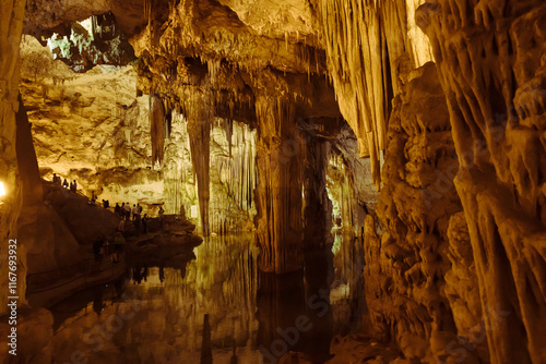Stalactite cave on the island of Sardinia Neptune's Grotto, Italy
