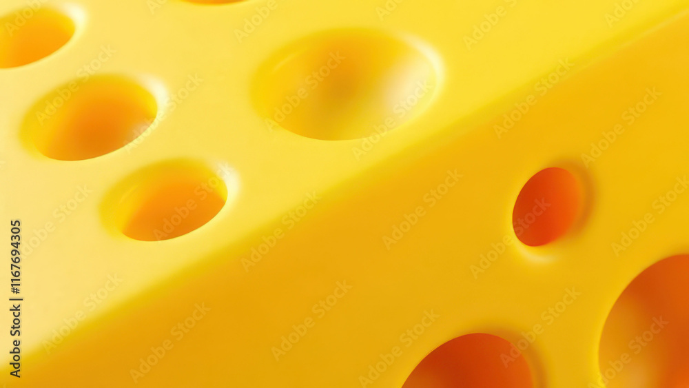 Close-up view of yellow swiss cheese with large holes Close-up view of yellow swiss cheese with large holes