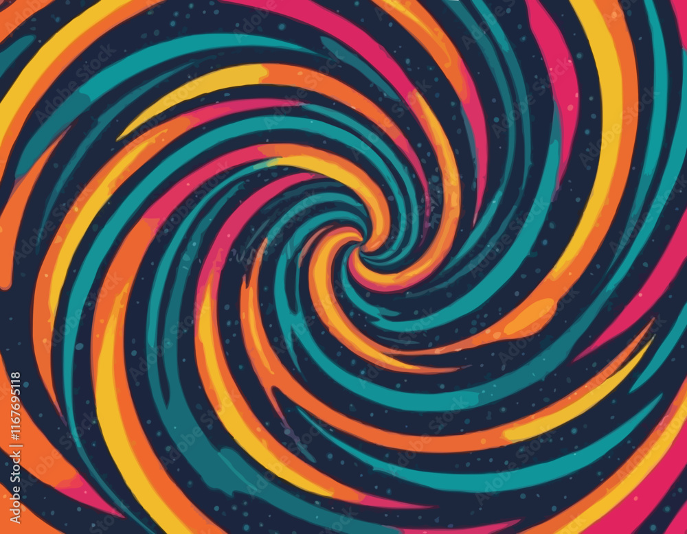 Psychedelic Swirl Radial Pattern. Retro Waves, Spiral, Burst, Swirl, Twirl Background. Abstract Vector Groovy Carnival Texture Psychedelic Swirl Radial Pattern. Retro Waves, Spiral, Burst, Swirl, Twirl Background. Abstract Vector Groovy Carnival Texture