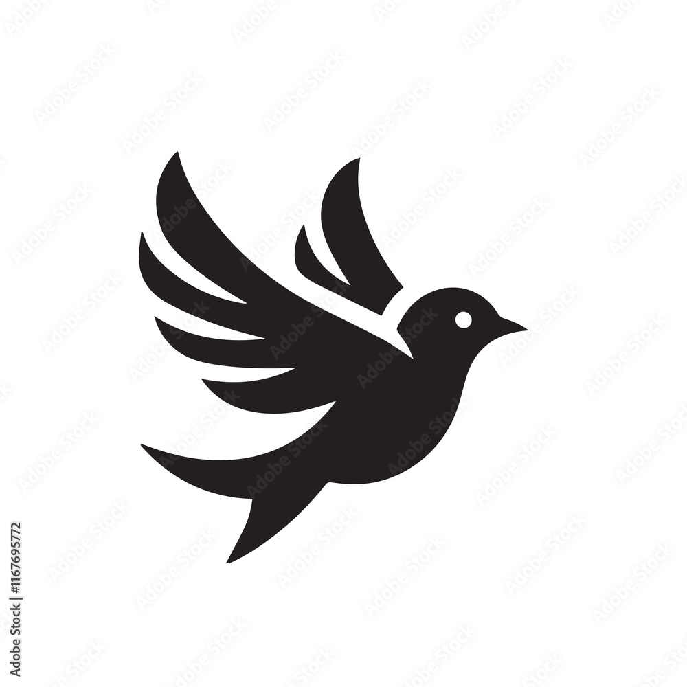 Silhouette of a bird vector icon for logo, and design Silhouette of a bird vector icon for logo, and design