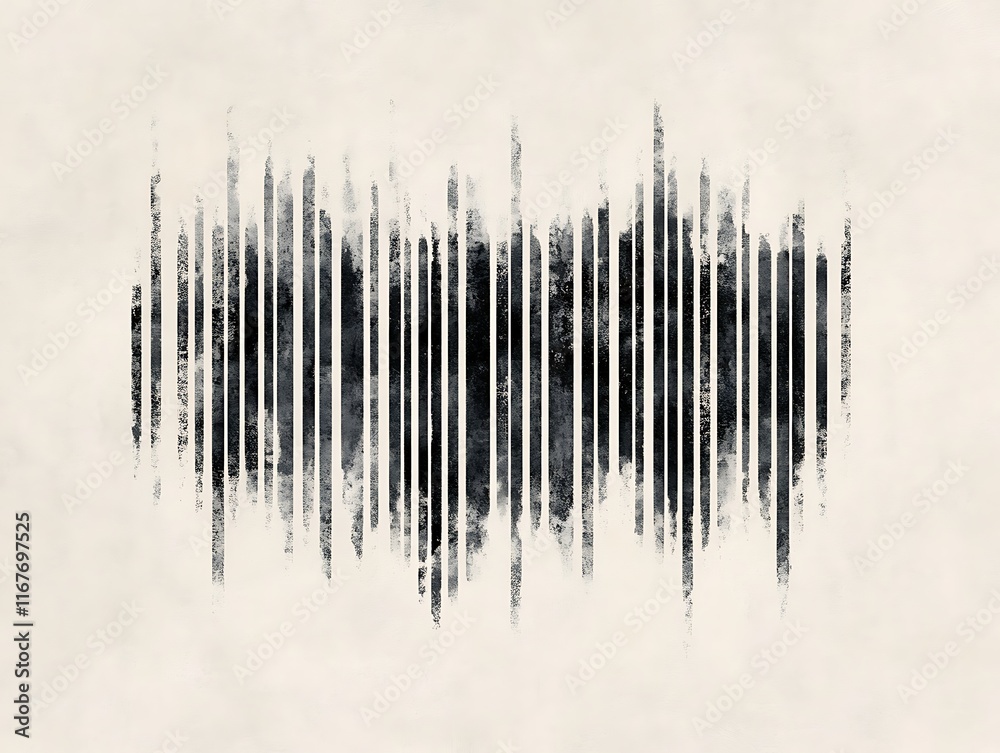 Hand-drawn barcode stripes with uneven lines on a light beige background