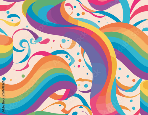 Color Swirl Lines with Rainbow Gradient. Vector Wave Shapes for Celebration, Parties and Carnivals Design. Abstract Ribbon Illustration