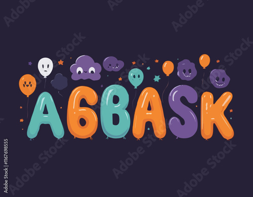 Transparent, Balloon, Inflated Font. Funny Typeset in Y2k Style. Vector Retro Ghost Alphabet. Cute Letters Halloween Aesthetic