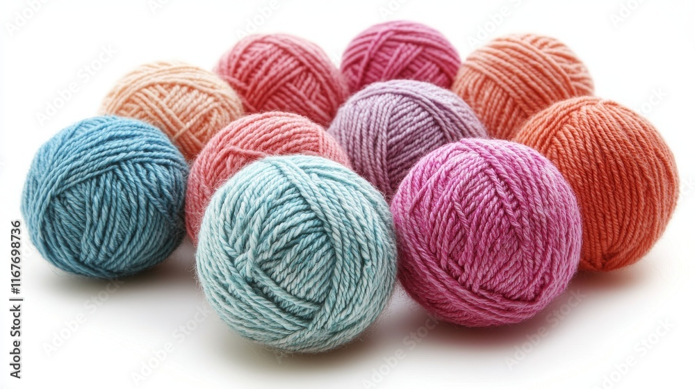 isolated image of thread balls, yarn, and wool on a transparent background. bright yarn for knitting in a ball