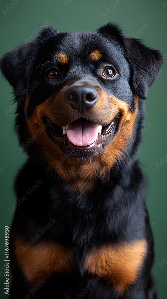 Grinning Rottweiler on Green Glow Grinning Rottweiler on Green Glow
